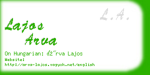 lajos arva business card